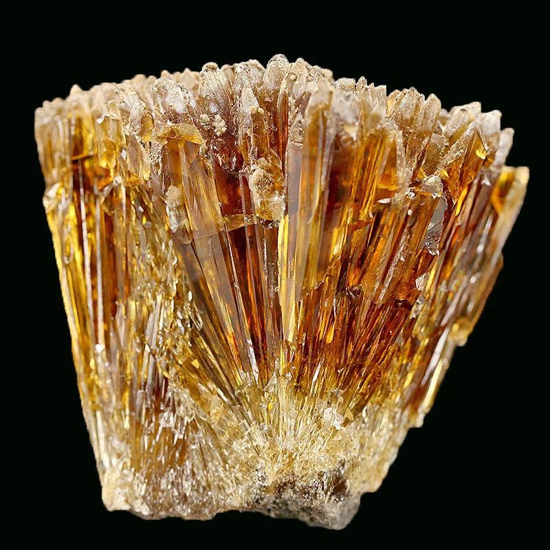 Natural Amber Gold Straw-shaped Vaterite Mineral Crystal Specimen Ornament