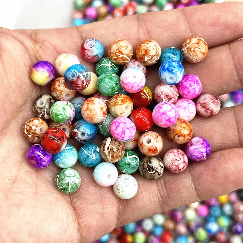 Double Color Brushed Glass Beads Scattered Handmade Diy Bracelet