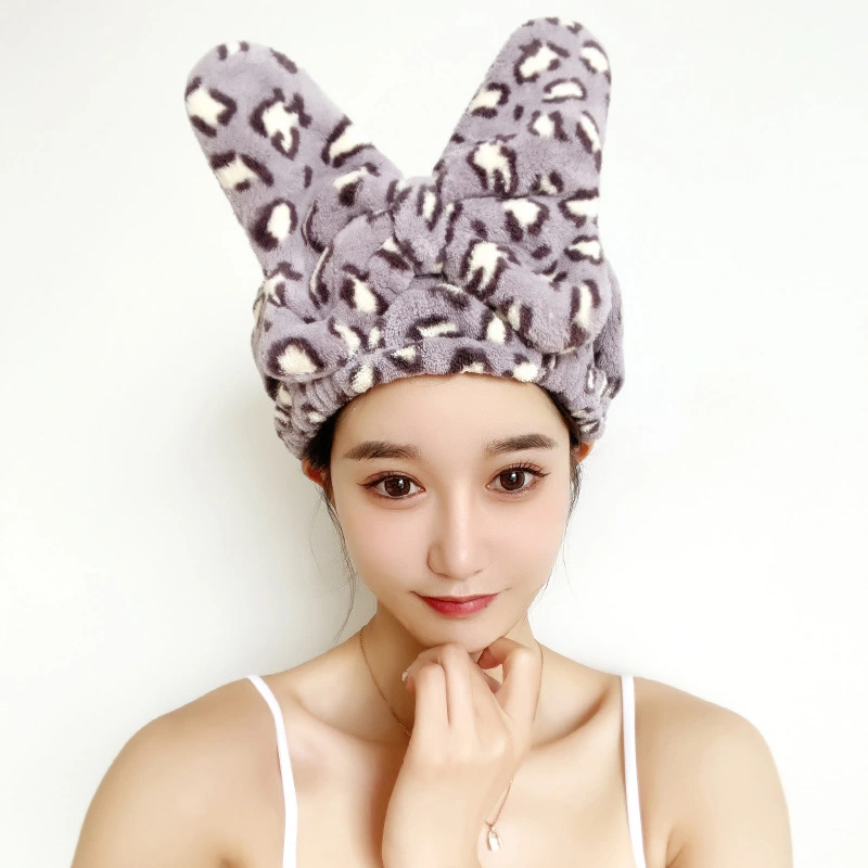 Household Dust Removal New Leopard Print Princess Hat Absorbent Quick-drying Hair Towel