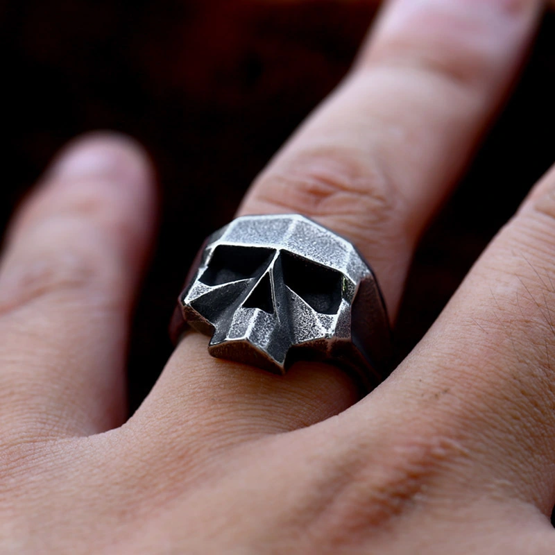 Retro Stainless Steel Robot Ghost Head Ring