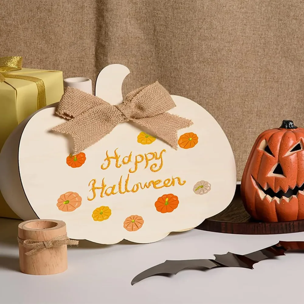 Pumpkin Wood Piece Gift Tag Home Party Decoration