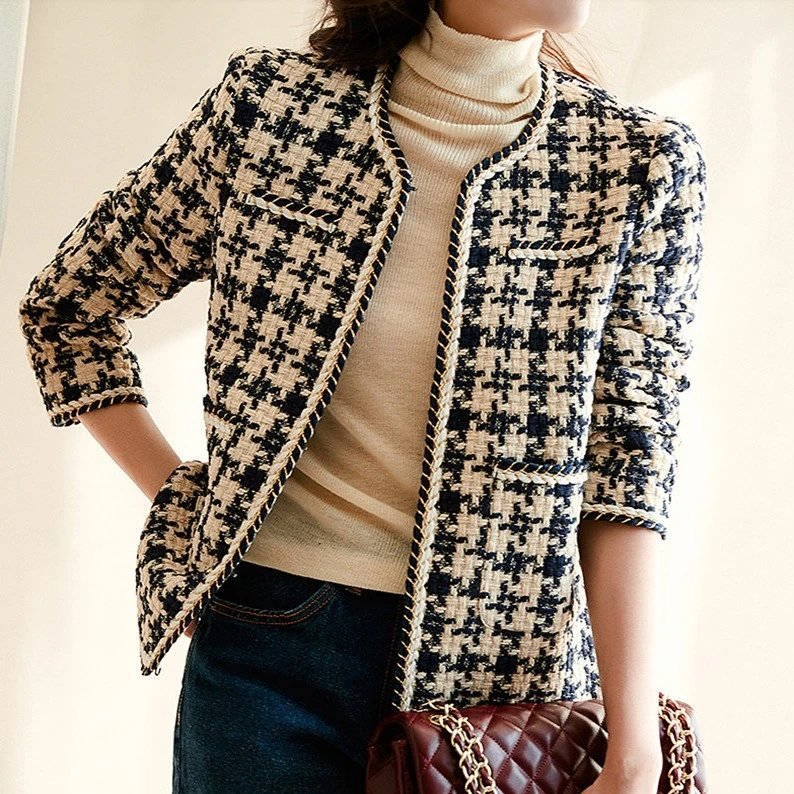 Classic Style Soft Tweed Coat For Women