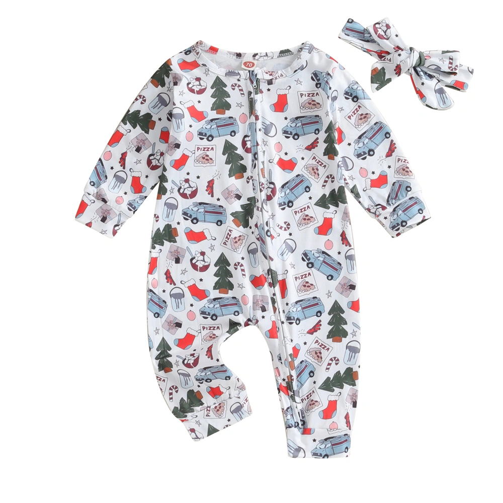 Baby Girls Boys Jumpsuit, Long Sleeve Van Tree Print Christmas Romper