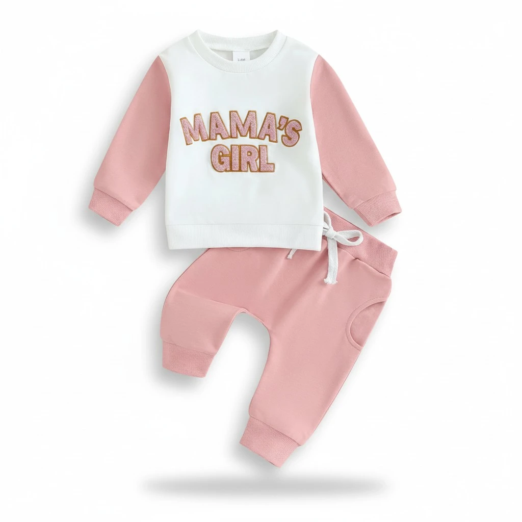 Girls 2 Piece Outfit Letter Pattern Sweatshirt and Elastic Pants