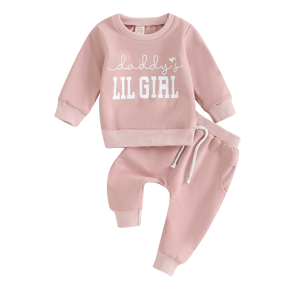 Girls 2 Piece Outfit Letter Print Long Sleeve Sweatshirt and Pants