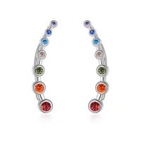 925 Sterling Silver Rainbow Chakra Earrings Yoga Jewelry for Women Girls