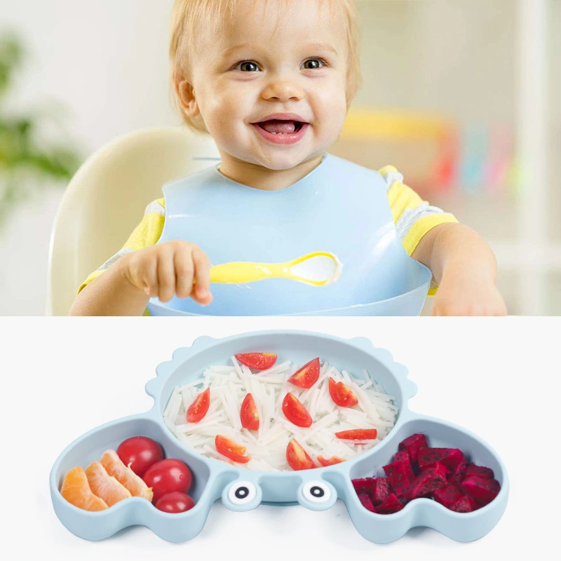 Baby Food Supplement Silicone Crab Tableware Set