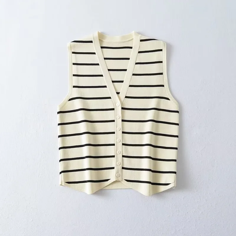 Women's Fashion V-neck Striped Vest