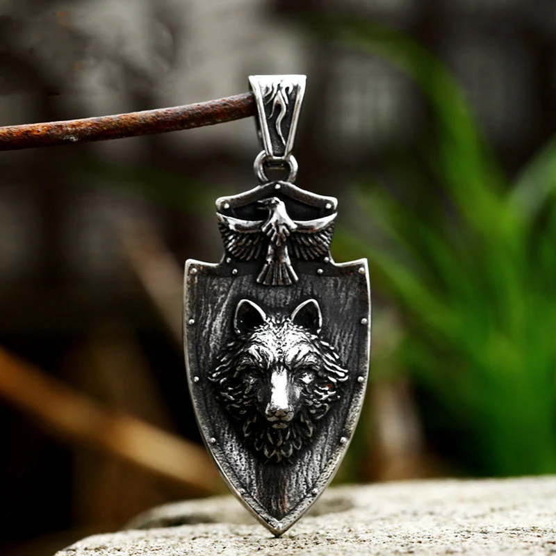 Stainless Steel Wolf Head Men's Pendant