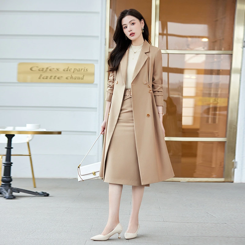 Women's Fashion Temperament Long-cut Coat Skirt Outfit