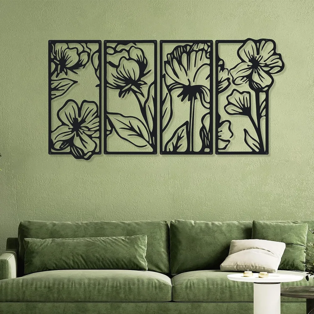 4 Pieces Wall Decoration Metal Flower Minimalist