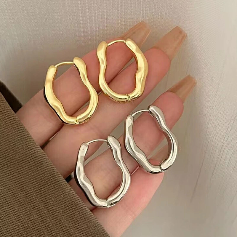 Irregular Geometry Ear Clip Female Personality Design Net Red Earrings Simple Graceful Ins Frosty Style Earrings