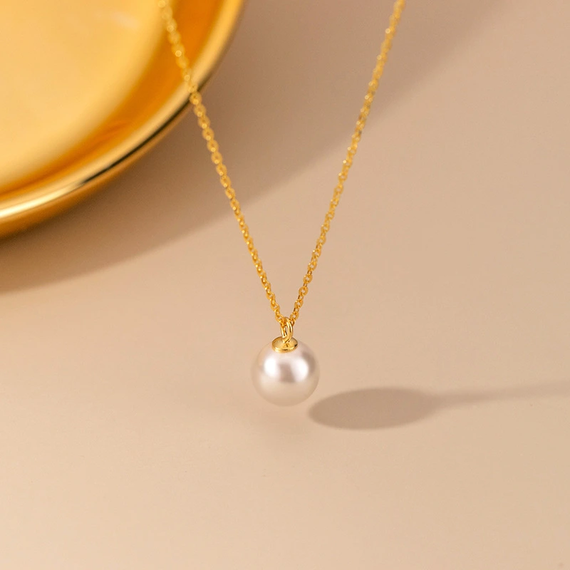 S925 Silver Temperament Single Shell Pearls Synthetic Pearl Simplicity Necklace