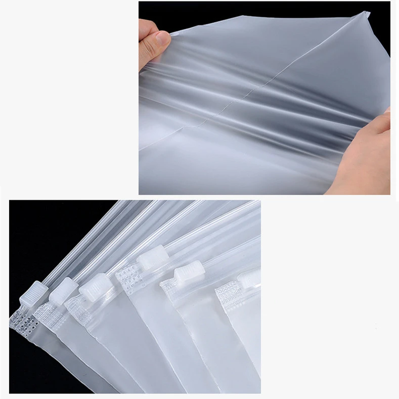 Printed Clothing PE Frosted Zipper Bag, Plastic Transparent Bag