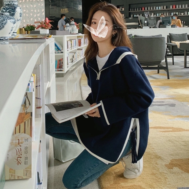 French Retro Mid-length Pullover Lady