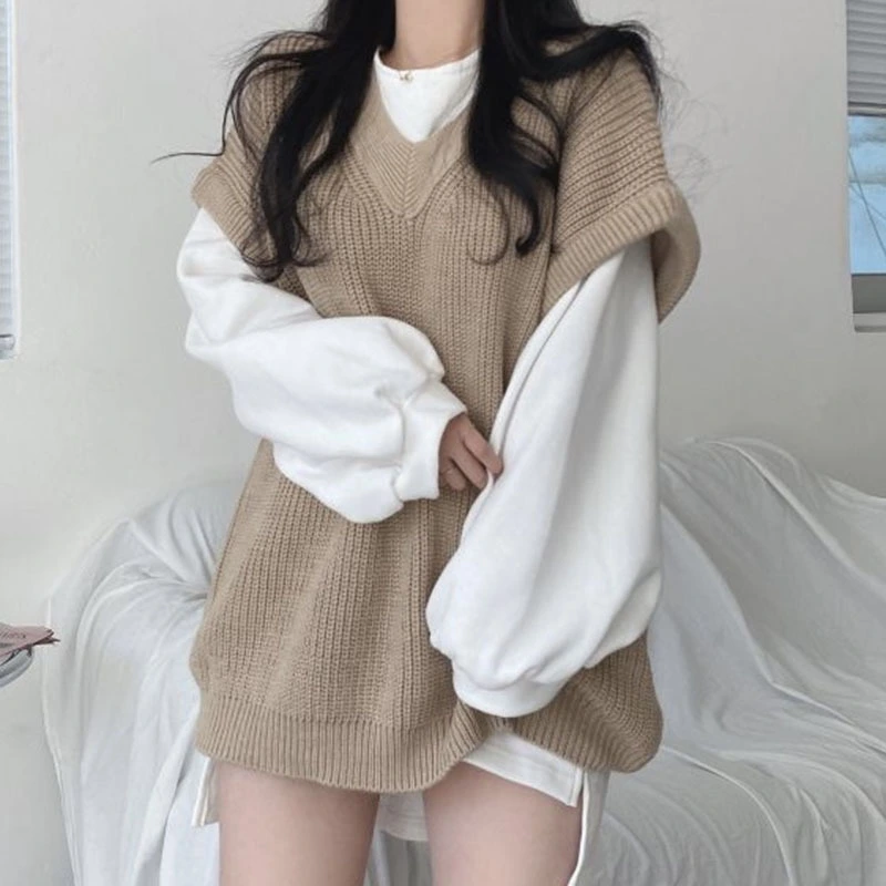 Women's Autumn Crew Neck Loose Sweater Vest