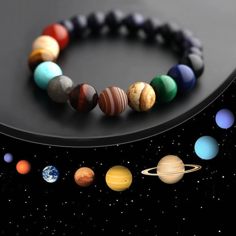 New Fashion Eight Planets Beaded Bracelet Men's Natural Stone Cosmic Yoga Chakra Solar Bracelet, Jewelry Handmade Bohemian Natural Stones Bracelet