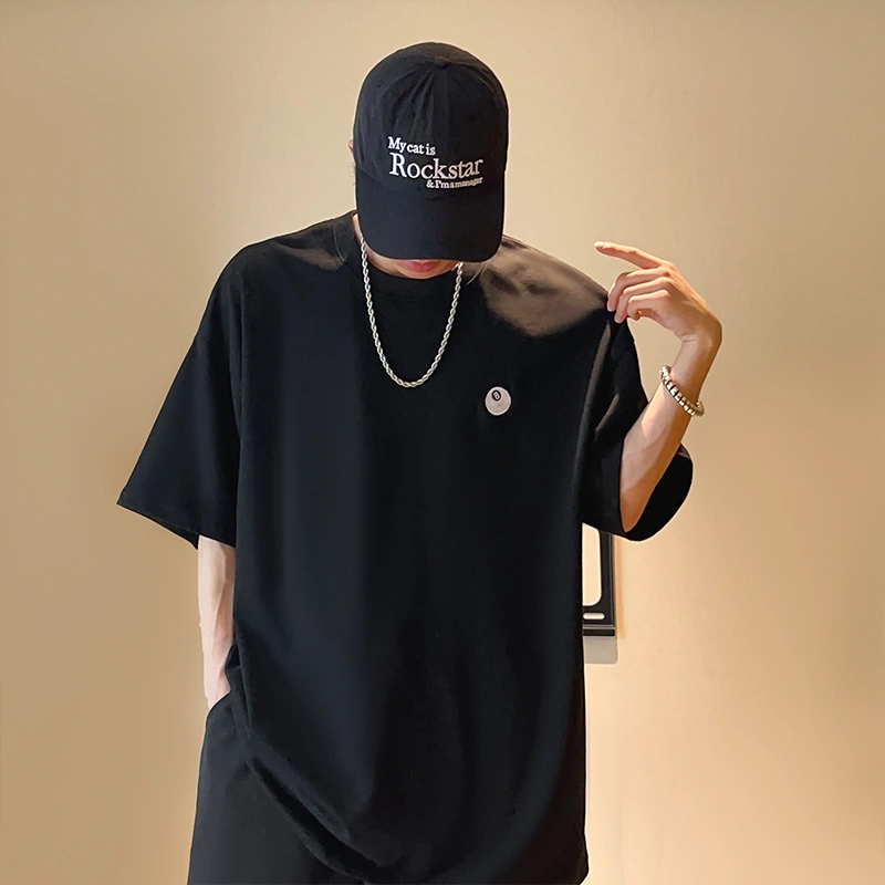 Men's And Women's Loose Embroidery Thick Retro Short Sleeve