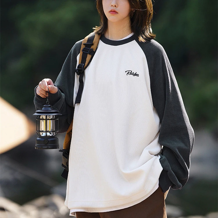 Men's Stylish Loose Round Neck Raglan Sleeve Top Without Hood