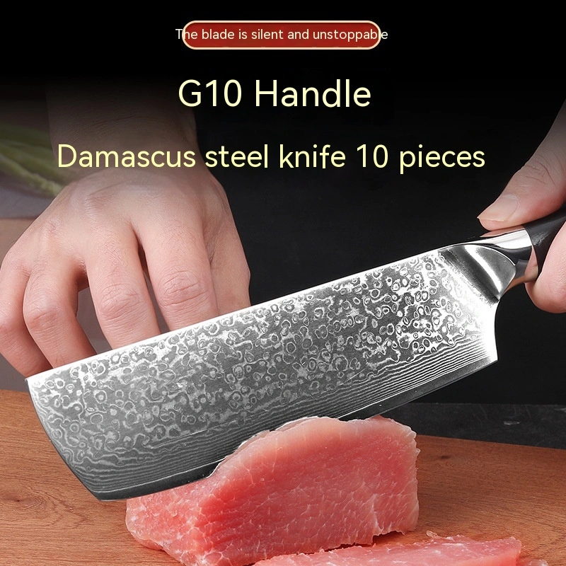 Hammer Pattern Damascus Steel Kitchen Knife Japanese Style