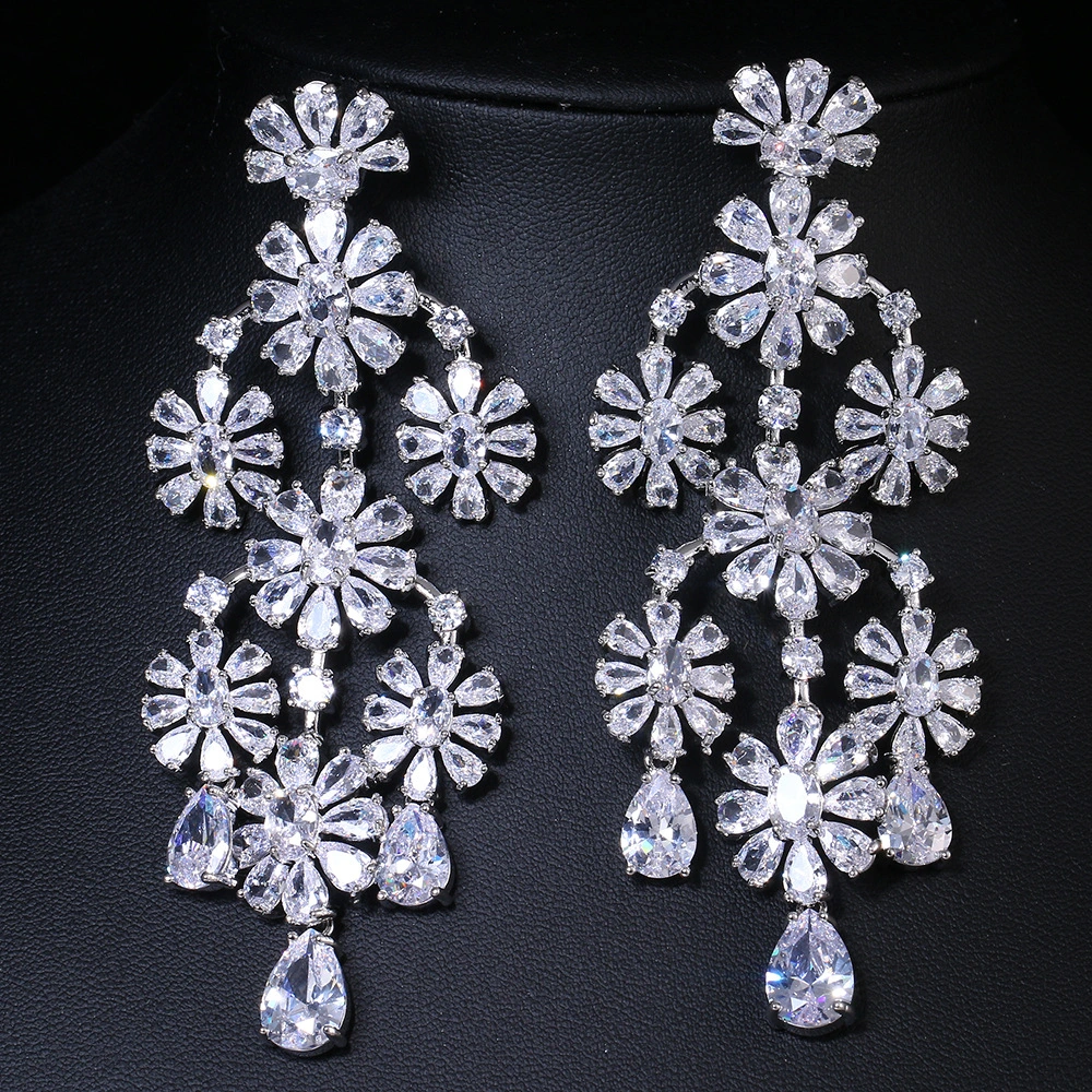 Long Zircon Stud Earrings For Women