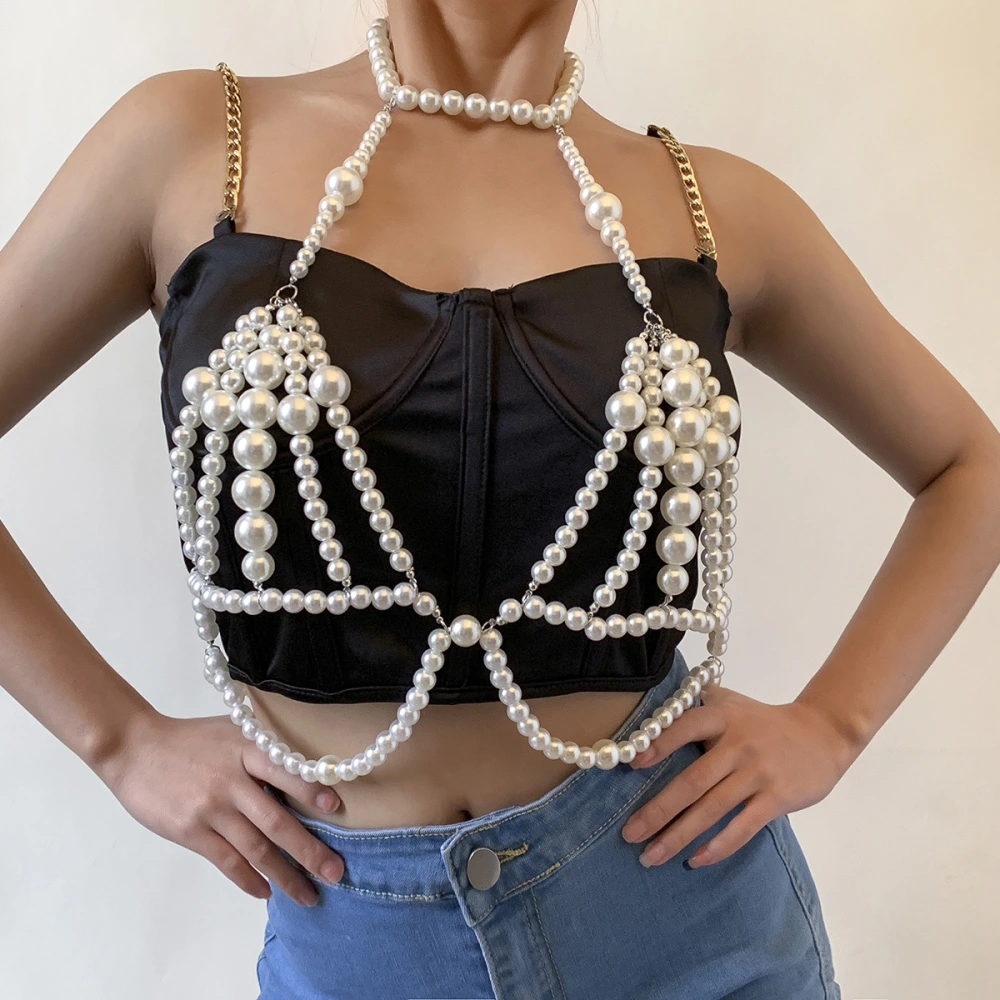 Women's Fashion Imitation Pearl Bra Clothing Chain