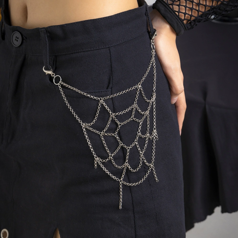 Sweet Cool Hot Girl Style Chain Body Clothing Chain Gothic Style Punk Spider Mesh Phants Zipper