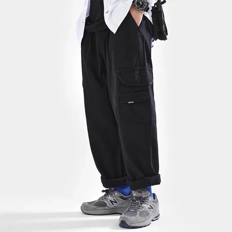 Hong Kong Style Ins Solid Color Vintage Overalls Men