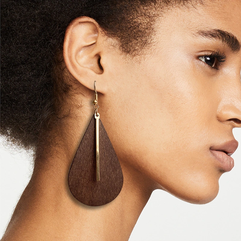 Bohemian Wooden Metal Simple Earrings