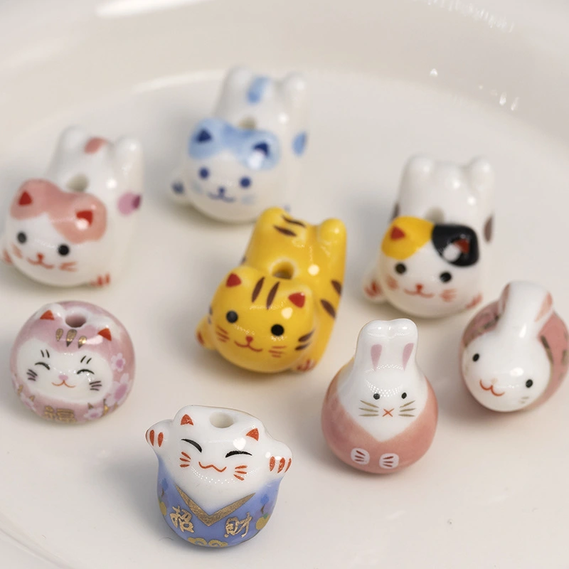 Diy Ornament Accessories Hand-painted Ceramic Tiger And Rabbit Cat