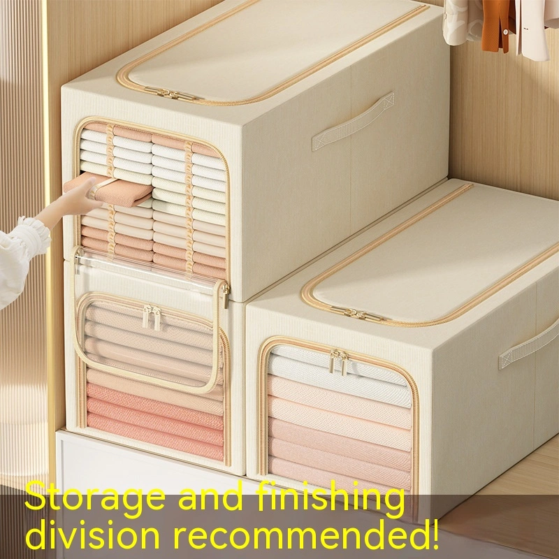 Visual Cotton And Linen Clothes Storage Box Household Fabrics Clothes Moving Finishing Box Foldable Dormitory Storage Basket