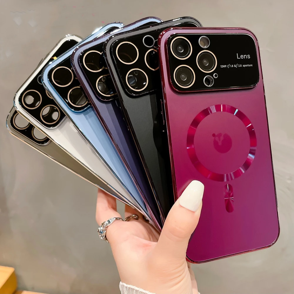 Mirror Large Window Phone Case Frosted Magnetic Suction