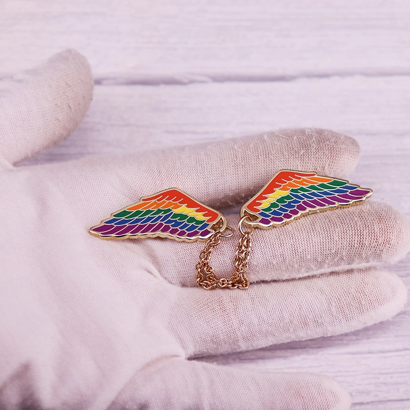 Rainbow Wings Brooch With Chain