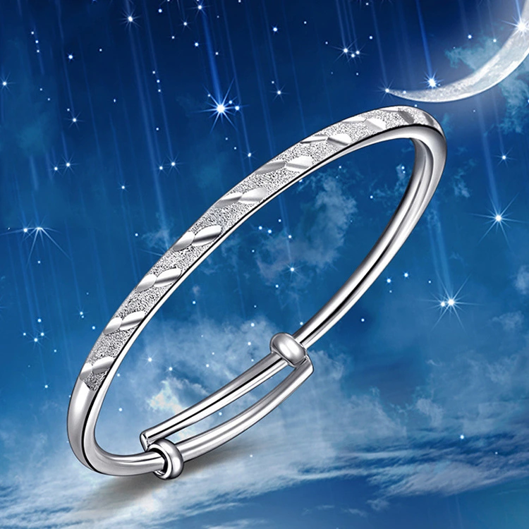 Round Tube Push-pull Meteor Shower Silver White Copper Bracelet