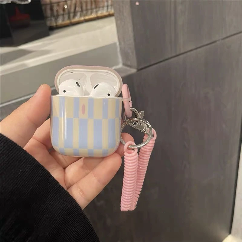 Simple Blue Checkerboard Earphone Case