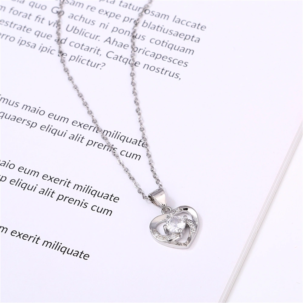 Zinc Heart Of Eternity Heart-shaped Necklace Female Hollowed Fashion Clavicle Chain