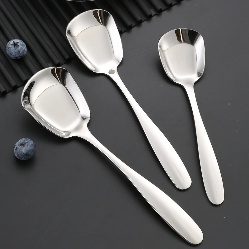 304 Stainless Steel Square Head Flat-bottom Spoon