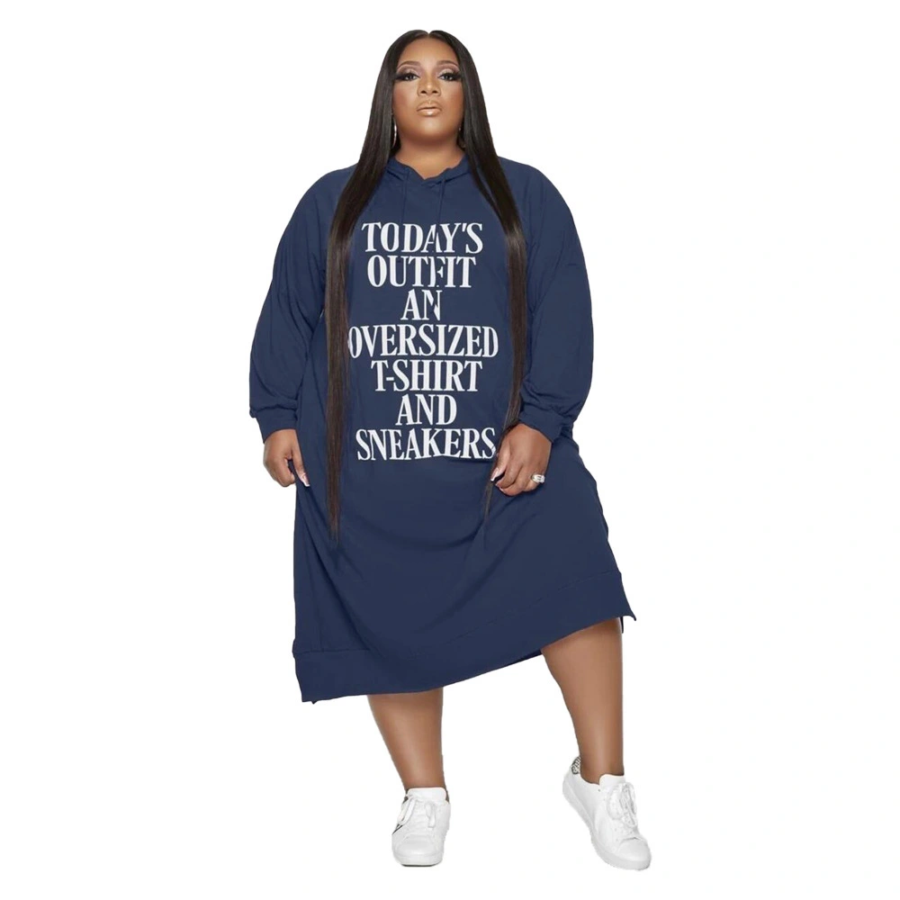 Printed Women's Hoodie Dress Mid Length