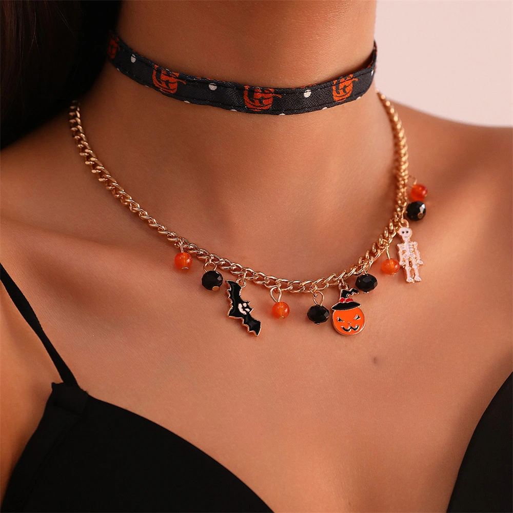 Europe and the United States Halloween new necklace set skull pumpkin bat fashion necklace