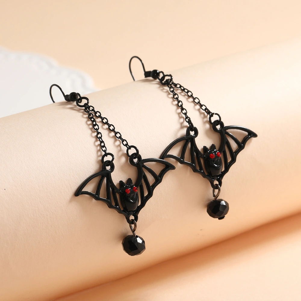 Creative New Exaggerated Halloween Vintage Versatile Gothic Black Bat Earrings