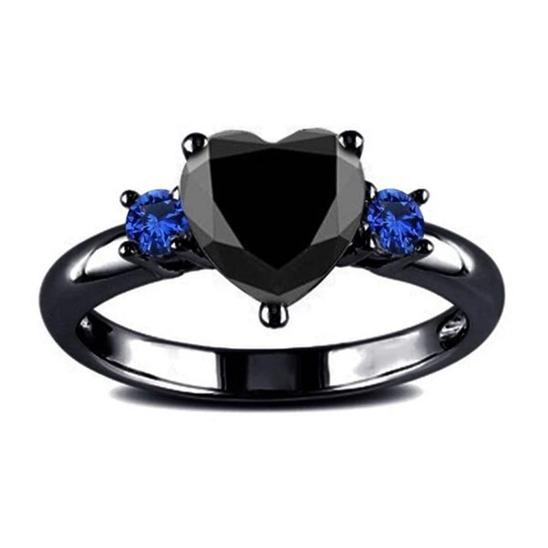 Fashion personalized model zirconia with diamonds ring plating black heart ring