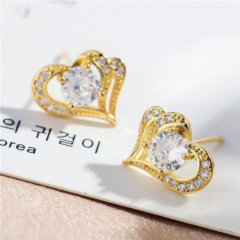 Fashion sweet hundred heart-shaped earrings love diamond S952 silver earrings