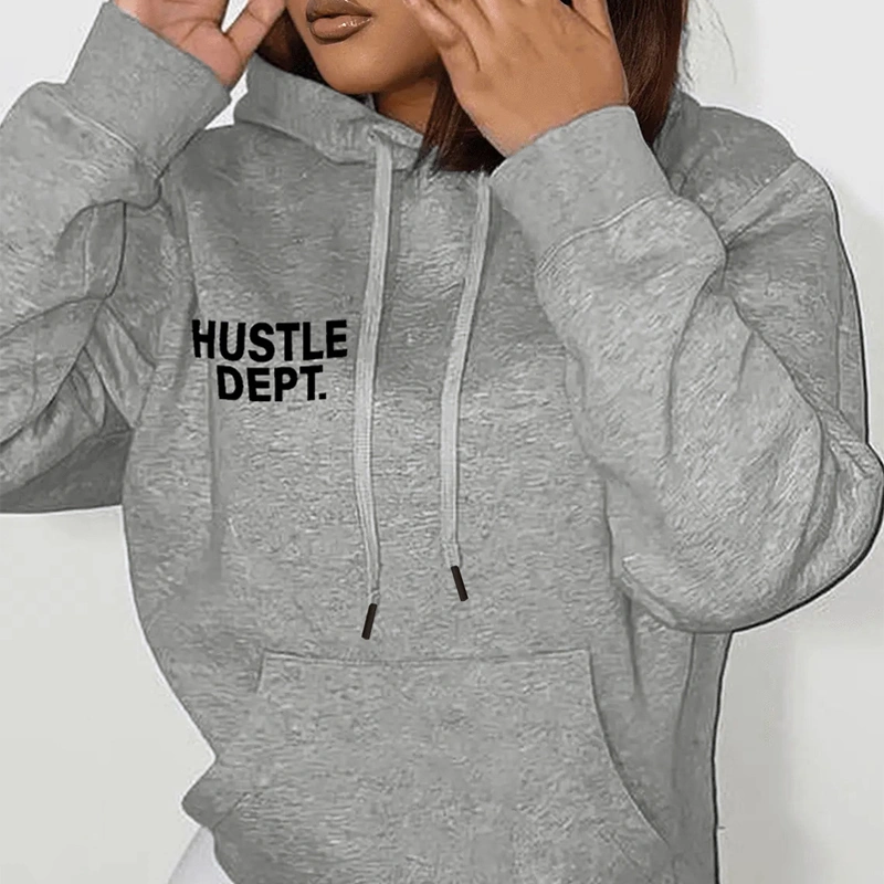 Autumn And Winter European And American Chest Printing Hooded Casual Loose Sweater