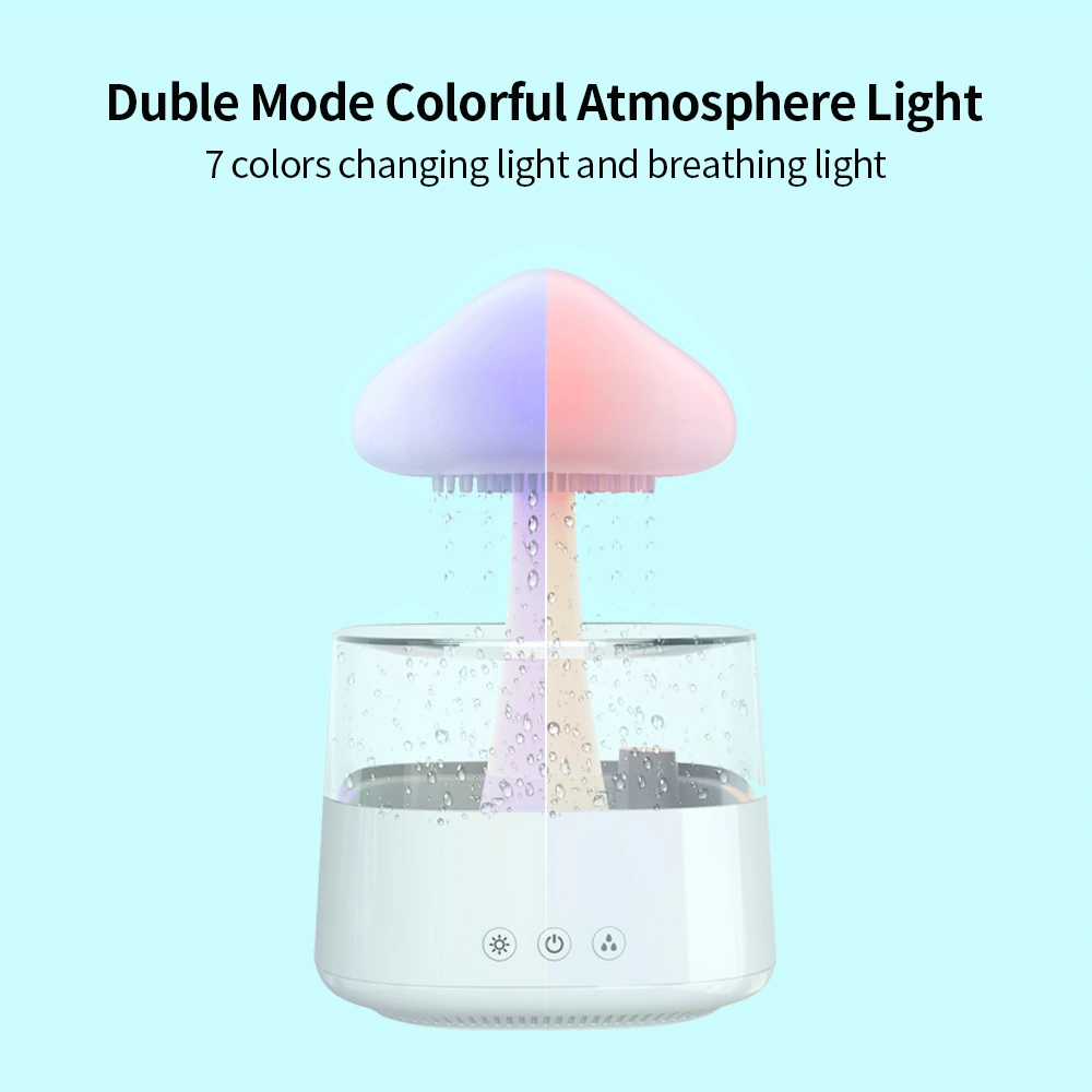 New Arrival Rain Cloud Humidifier Rain Drip Aromatherapy Essential Oil Air Diffuser 450ml 7 Colors Mushroom Humidifier