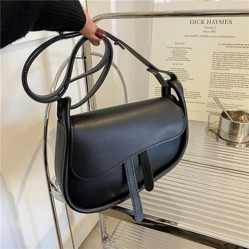 Vintage Bag 2023 New Spring Fashion Casual Women's Bag Textured Shoulder Bag Ins Cross Body Saddle Bag