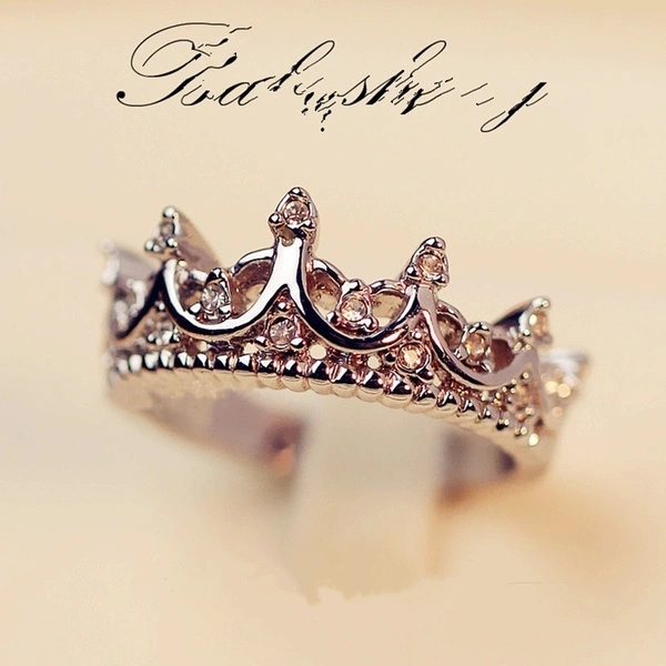 Fashion US5-US11 Sterling Silver Filled Ring CZ Queen Crown Princess Wedding Zirconia Valentine\u0027s Gift