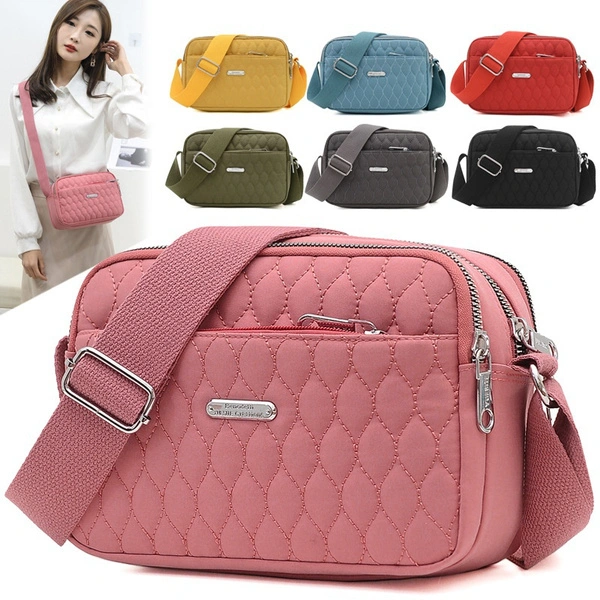 Women Rhombus Shoulder Bag Creative Fashion Solid Color Nylon Large Capacity Ladies Shoulder Messenger Satchel Bag