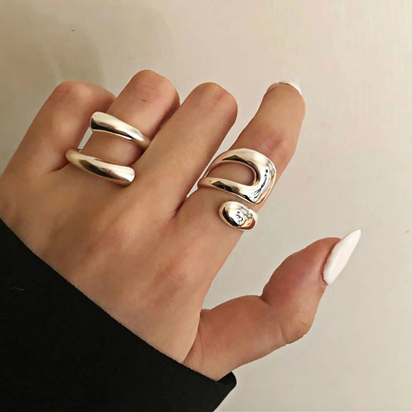 Ring Minimalist 925 Sterling Silver Ring Female Fashion Creative Hollow Irregular Geometry Birthday Party Jewelry Gift