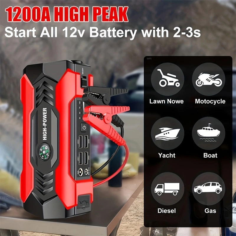 20000mAh Car Jump Starter12V 600A Auto Booster Portable Power Bank Starting Device Diesel Petrol 4 USB Charger Car Charger For Car Battery Booster