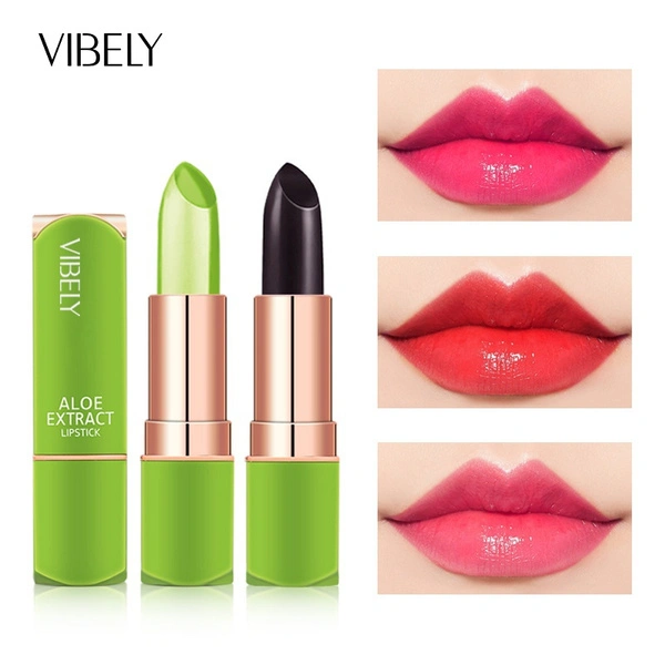 Vibely 7 Colors Batom Vera Aloe Natural Temperature Change Color Jelly Lipstick Long Lasting Moistourizing Lip Makeup